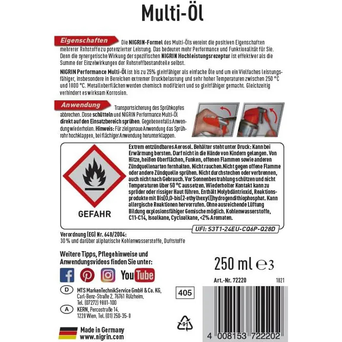 Nigrin Performance Multi-Öl 250ml