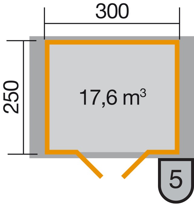 weka Gartenhaus Premium45, Gr.2, DT, 300 x 250
