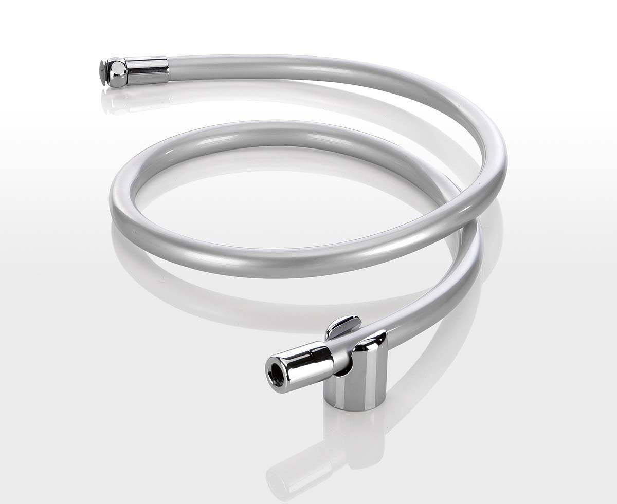Eliga Kneipp Schlauch 1/2" silberfarben mit Wandhalter für Sauna