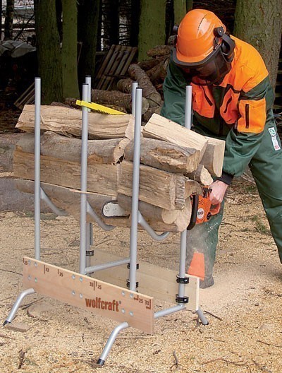Sägebock Rundrohr / Buchenholz Wolfcraft klappbar 70 x 67,5 x 112 cm