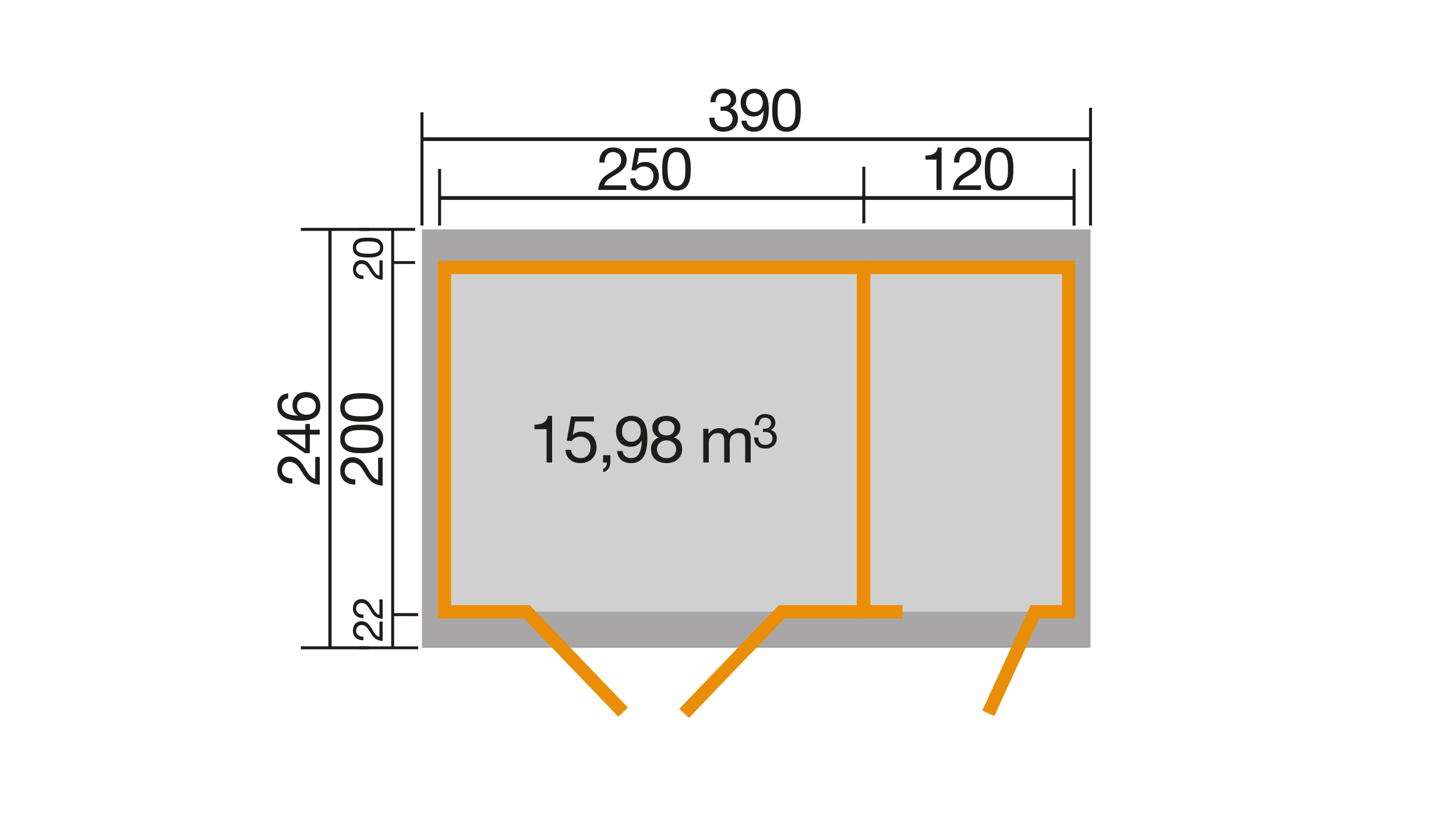 weka Gartenhaus 254 Gr.1, 28 mm, DT, Nebenraum ET