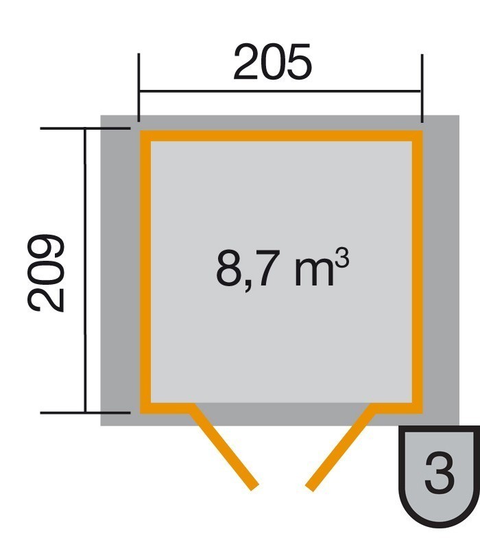 weka Gartenhaus 224 Gr.1, grau, 21 mm, DT