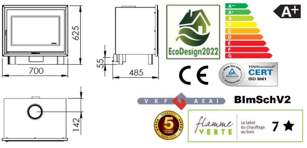 Panadero Kaminofeneinsatz HOGAR F-720-S EcoDesign 7 KW