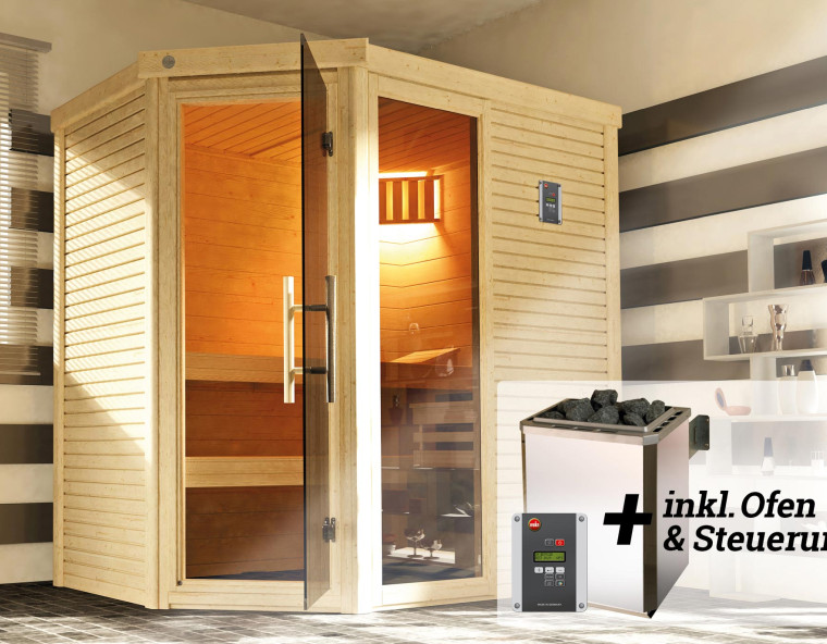 Weka Sauna CUBILIS 7,5 kW BioS Gr.1 Glastür und Fenster