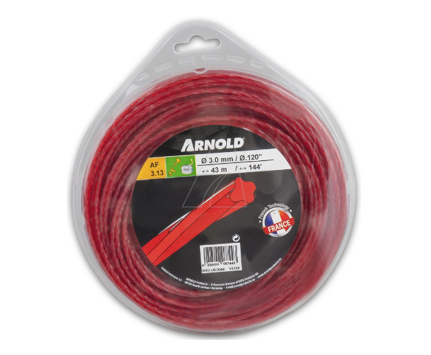 ARNOLD Trimmerfaden AF 3.13, 3.0 mm x 43.9 m, rot, rund, gedreht