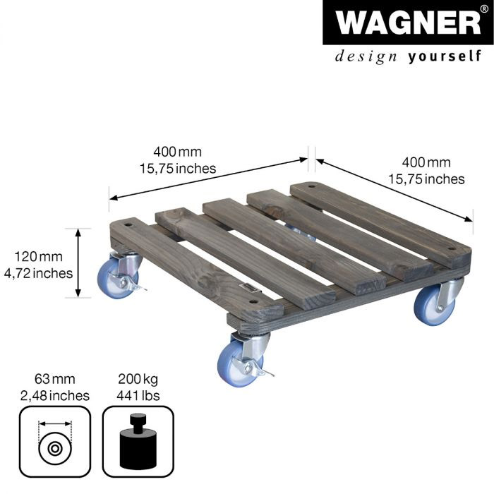 Multiroller Pflanzenroller Holz 400x400 mm für 200kg