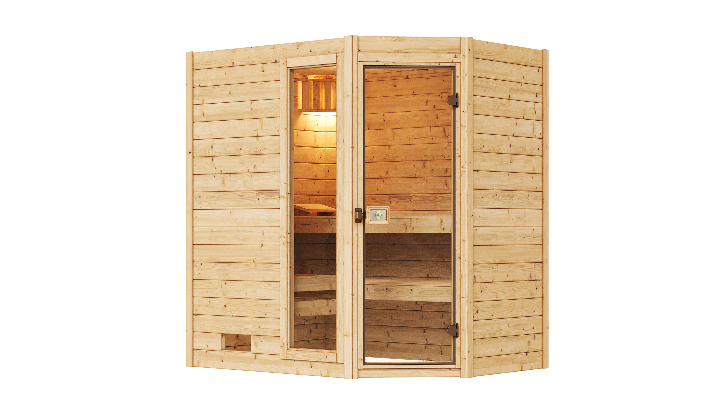 Weka Massivholzsauna VALIDA Eck 1 Sparset 1 Glastür mit Fenster