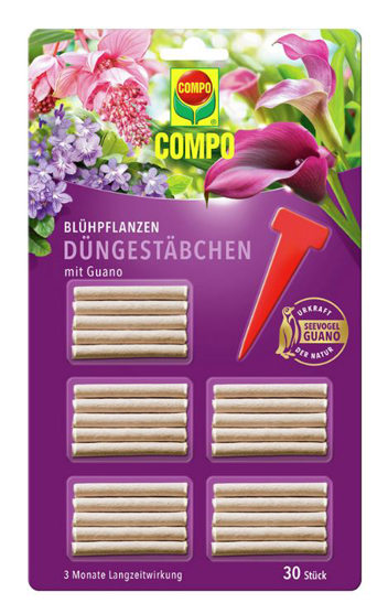 COMPO Blühpflanzen Düngestäbchen mit Guano 30 Stück