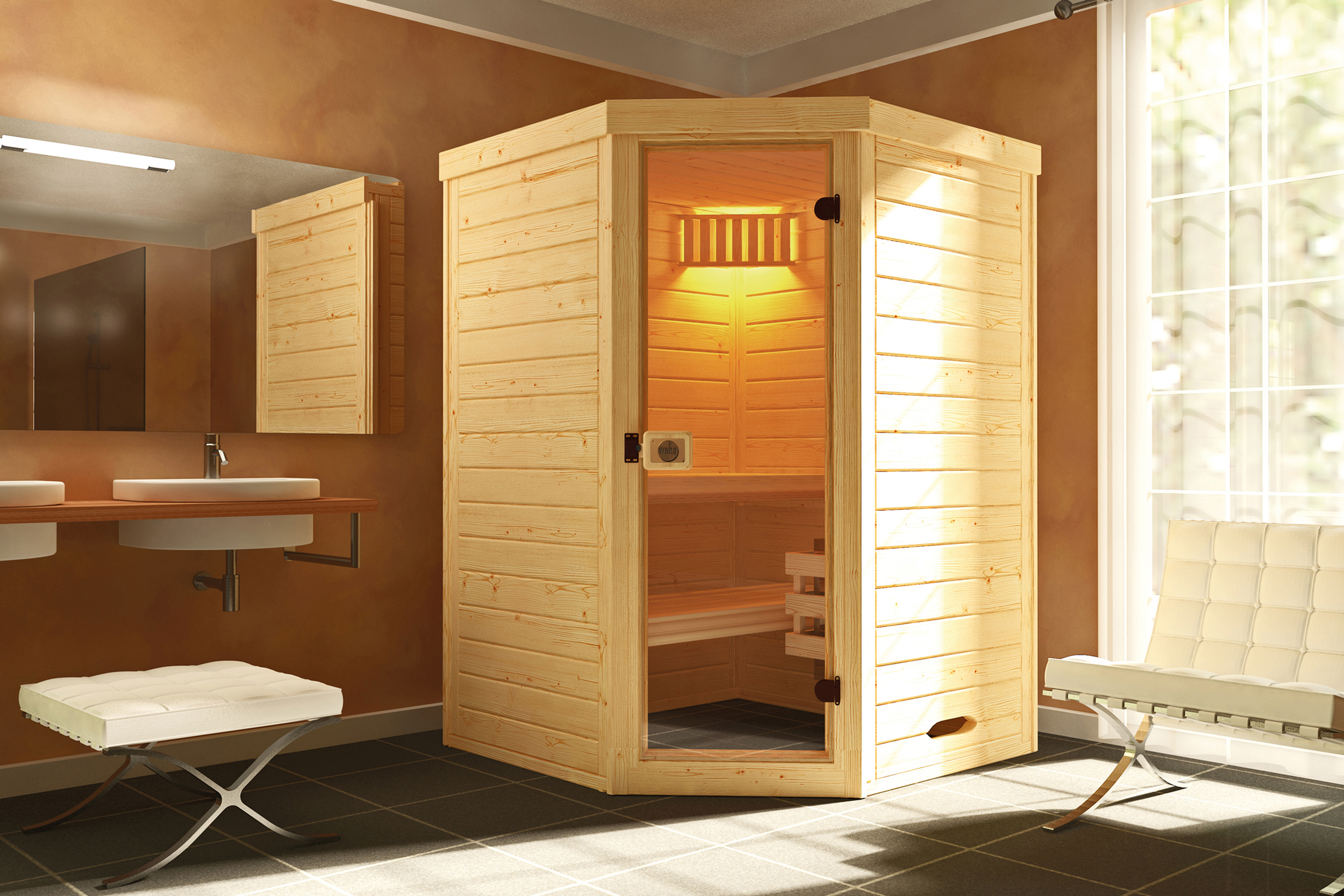 Weka Massivholz Element Sauna 38 mm LAUKKALA 1