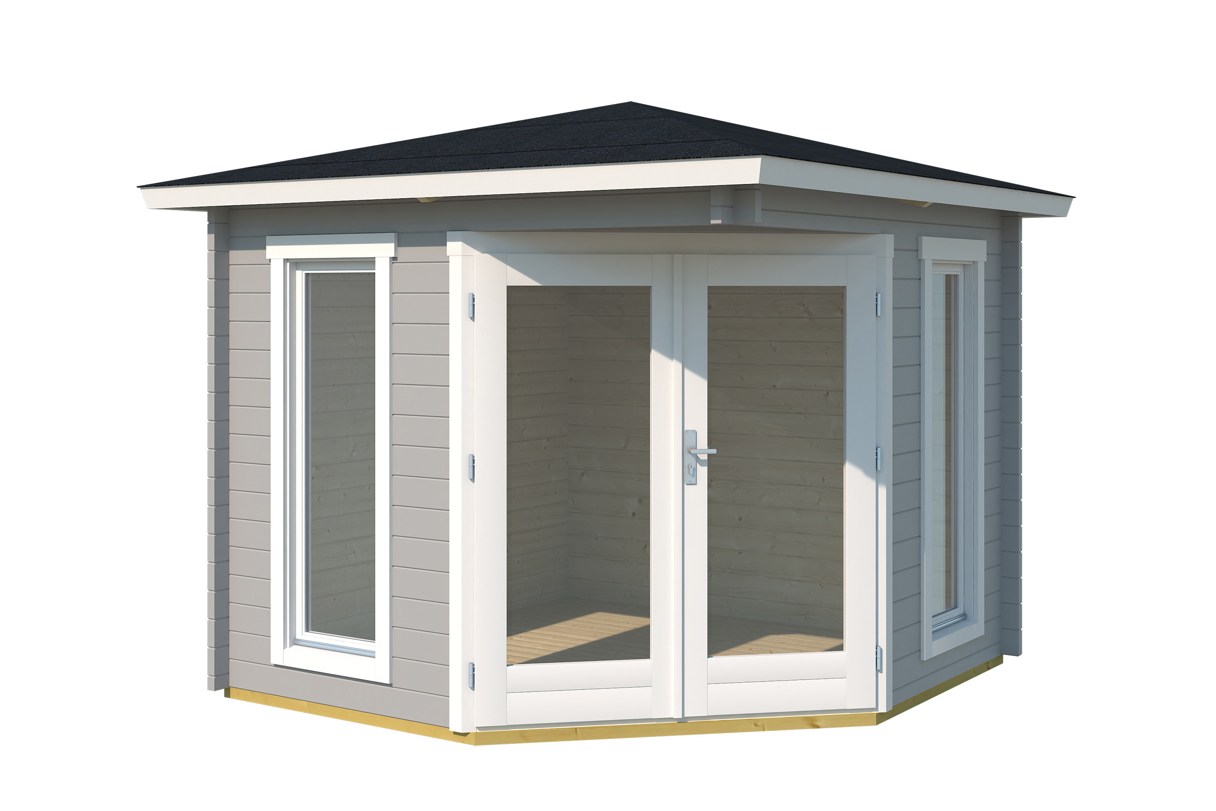 5-Eck Gartenhaus 408, hellgrau/weiss, 40 mm, DT, 2