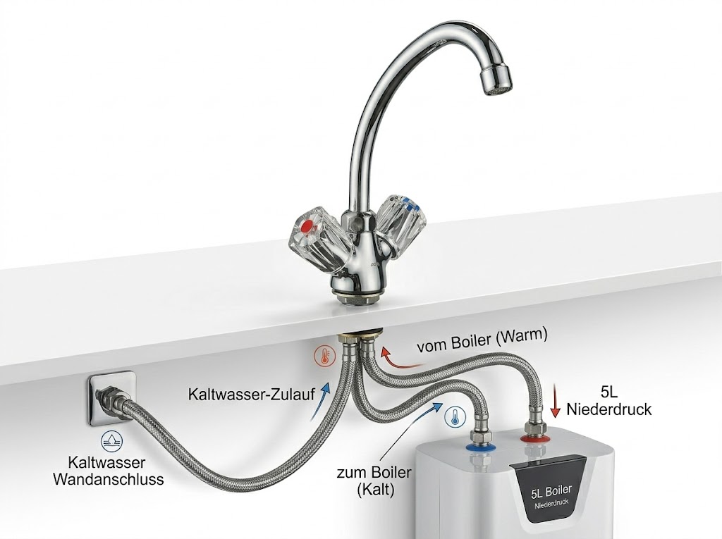Zweigriff-Waschtischarmatur Chrom – Klassisches Design für Boiler