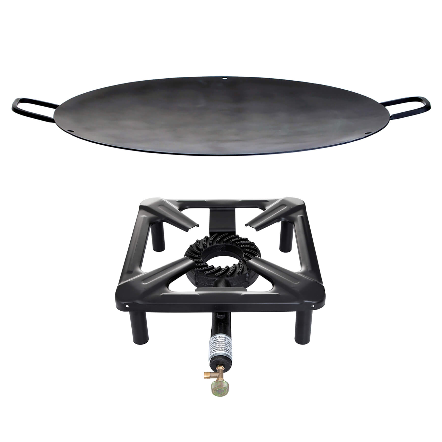 Paella World® Hockerkocher Set mit Eisenwok Grillschale Ø50cm