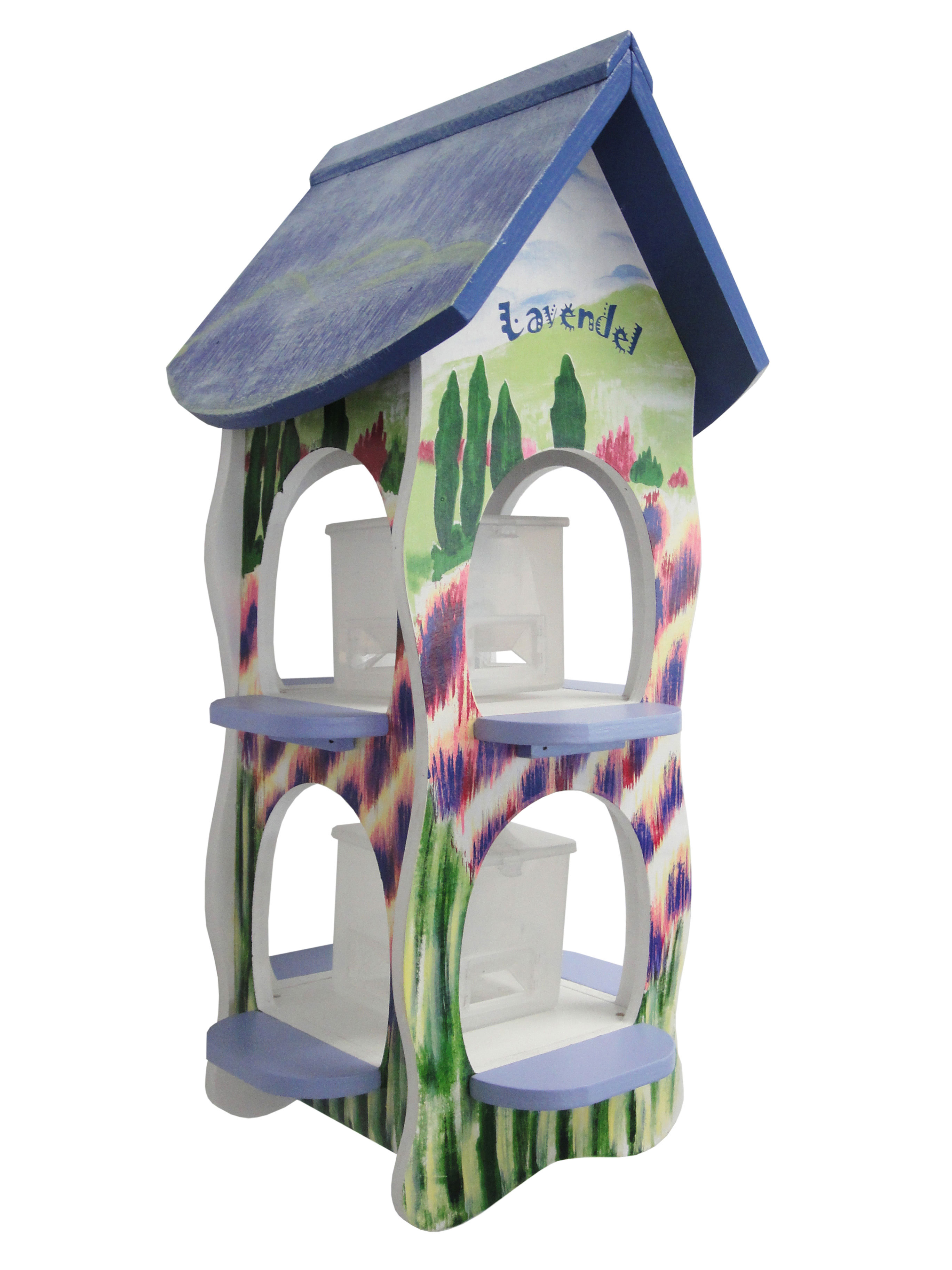Vogelhaus / Futterhaus Habau Lavendel mit Silo und Ständer