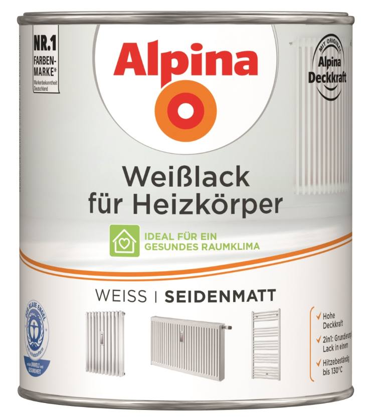 Alpina Weißlack für Heizkörper seidenmatt 750ml