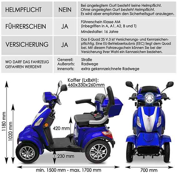 E Mobil Seniorenroller 25Km h Vitale 41-RS Lithium Akku rot