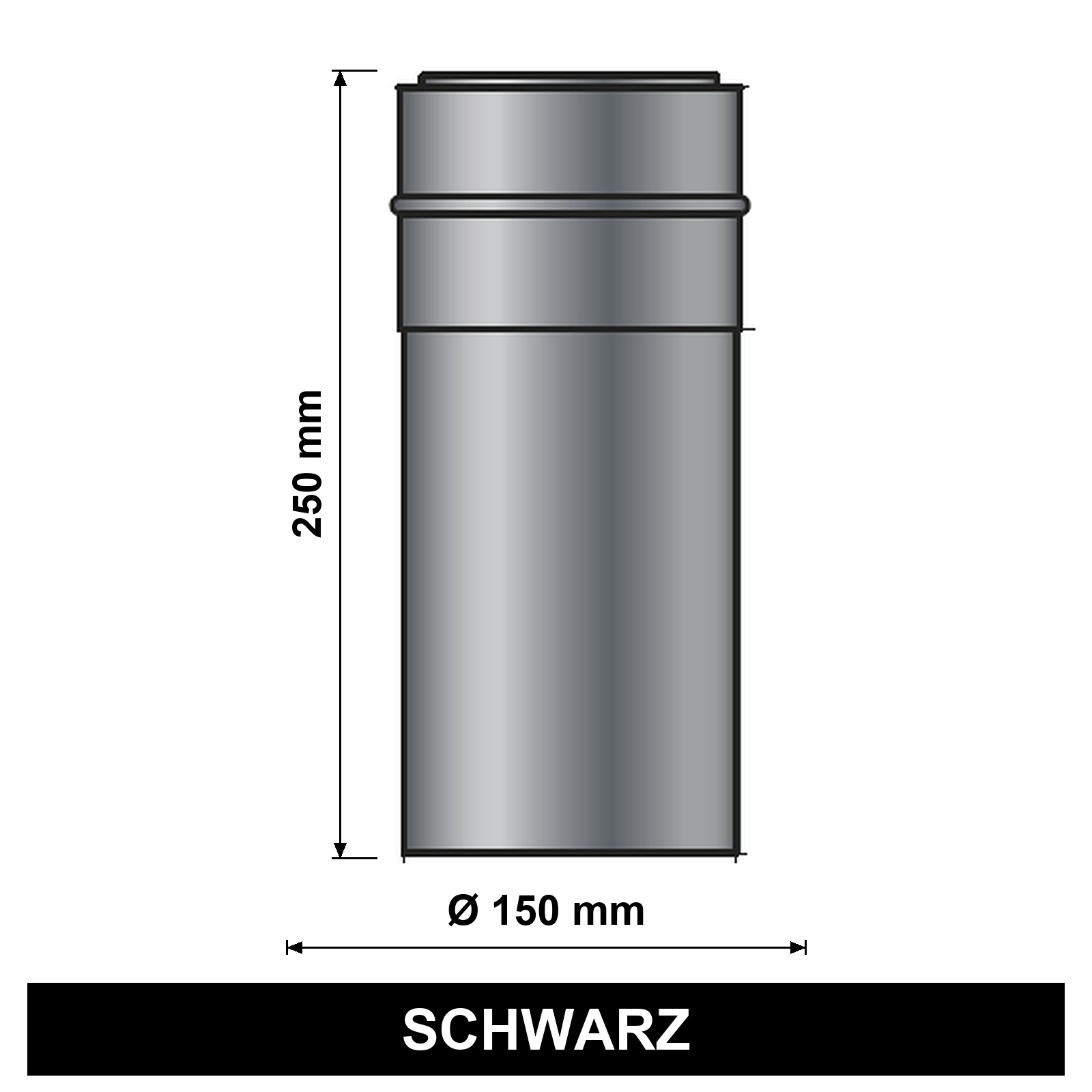 ediFire Doppelwandfutter mit Rohr Ø 150 mm, schwarz