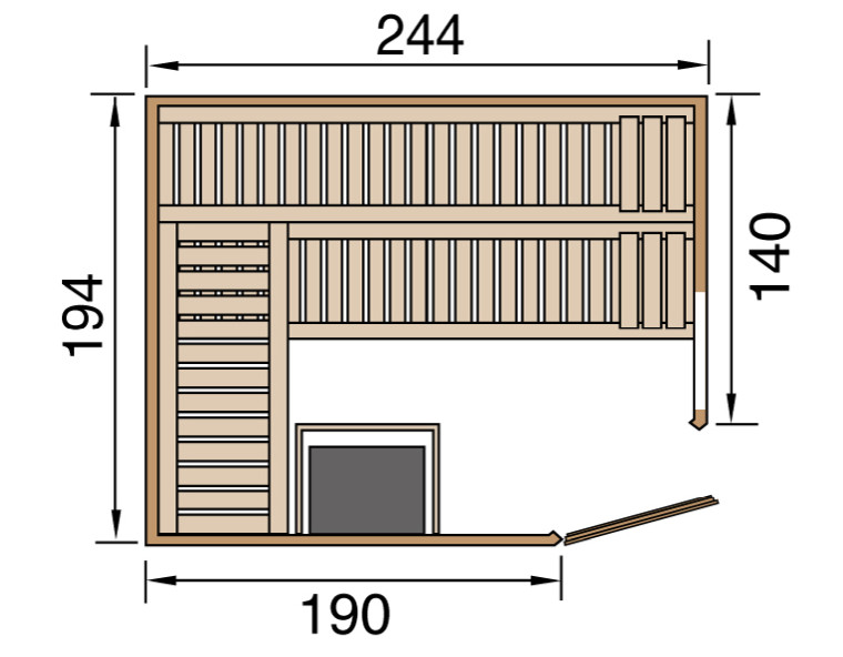 Weka Sauna Varberg 7,5 kW BioS Gr. 4 Glastür mit Fenster graphit Optik