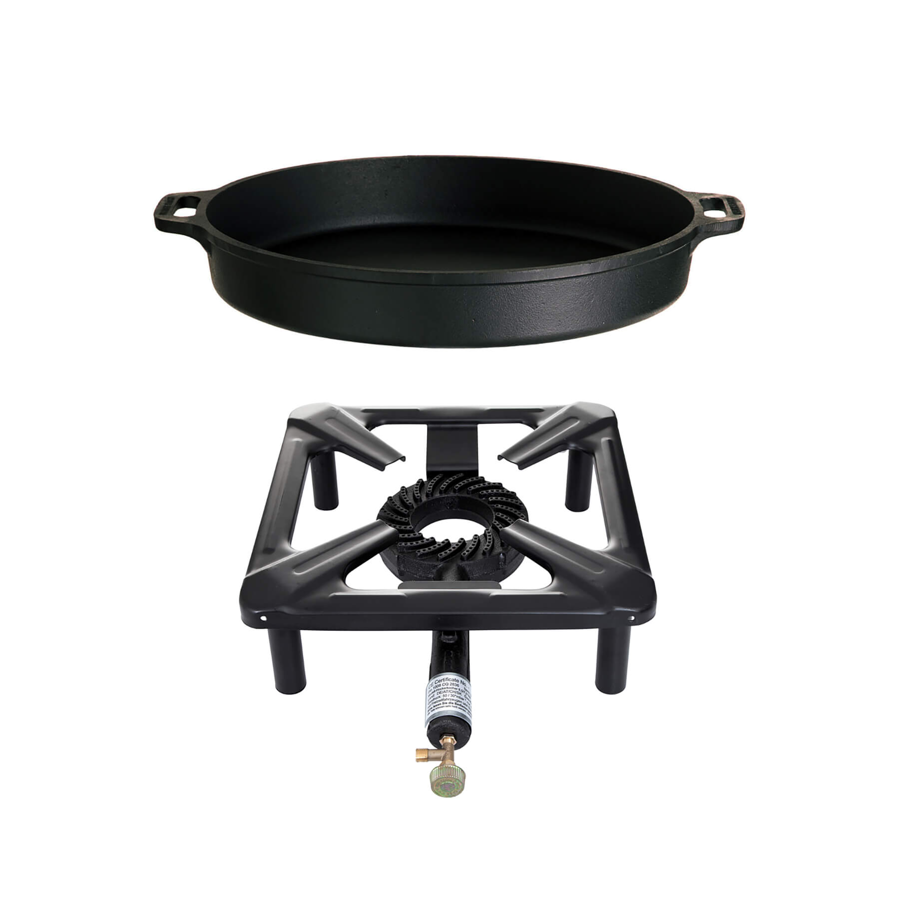 Paella World® Hockerkocher Set mit Gusseisenpfanne Ø50cm