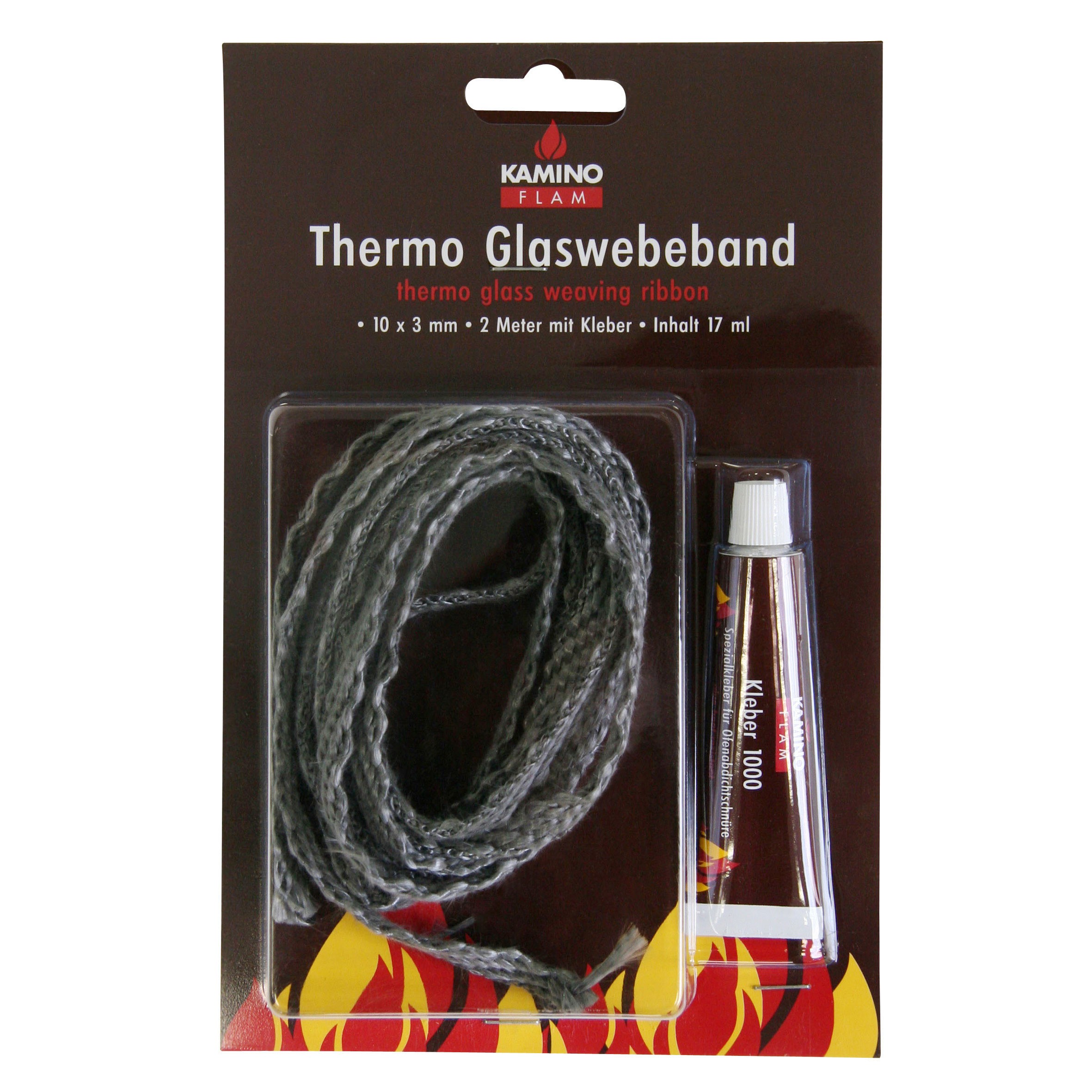 Ofendichtschnur / Ofendichtung 2Meter 10x3mm mit 20g Kleber