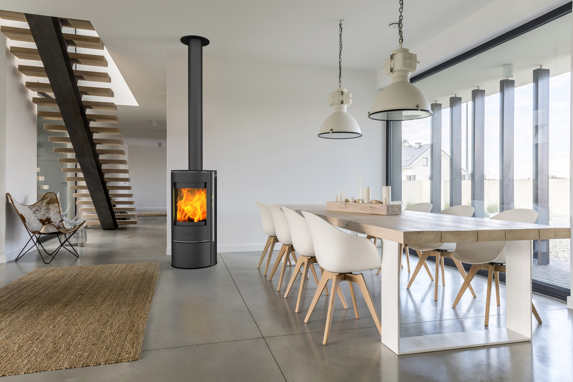 Fireplace Kaminofen Rondale Stahl 5 kw Raumluftunabhänig