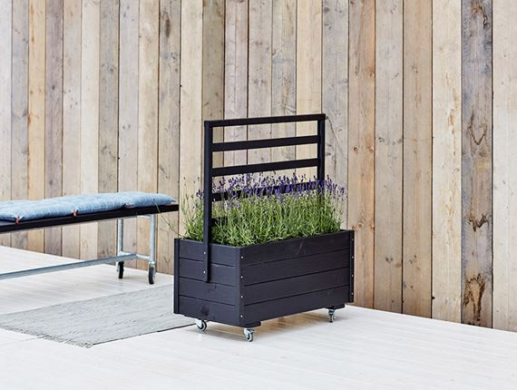 Pflanzkasten mit Spalier und Rädern 105 cm schwarz