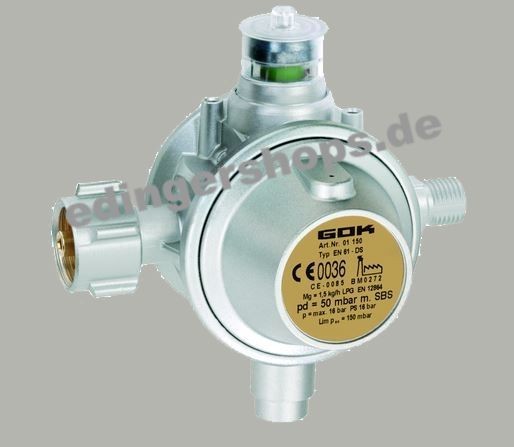 GOK Gasdruckregler / Gasregler für Gewerbeeinsatz 50mbar - 1,5kg/h
