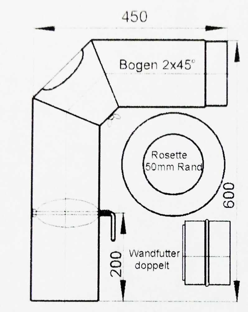 Ofenrohr / Rauchrohr Set2 Ø 150 mm schwarz geschweißt und verschliffen