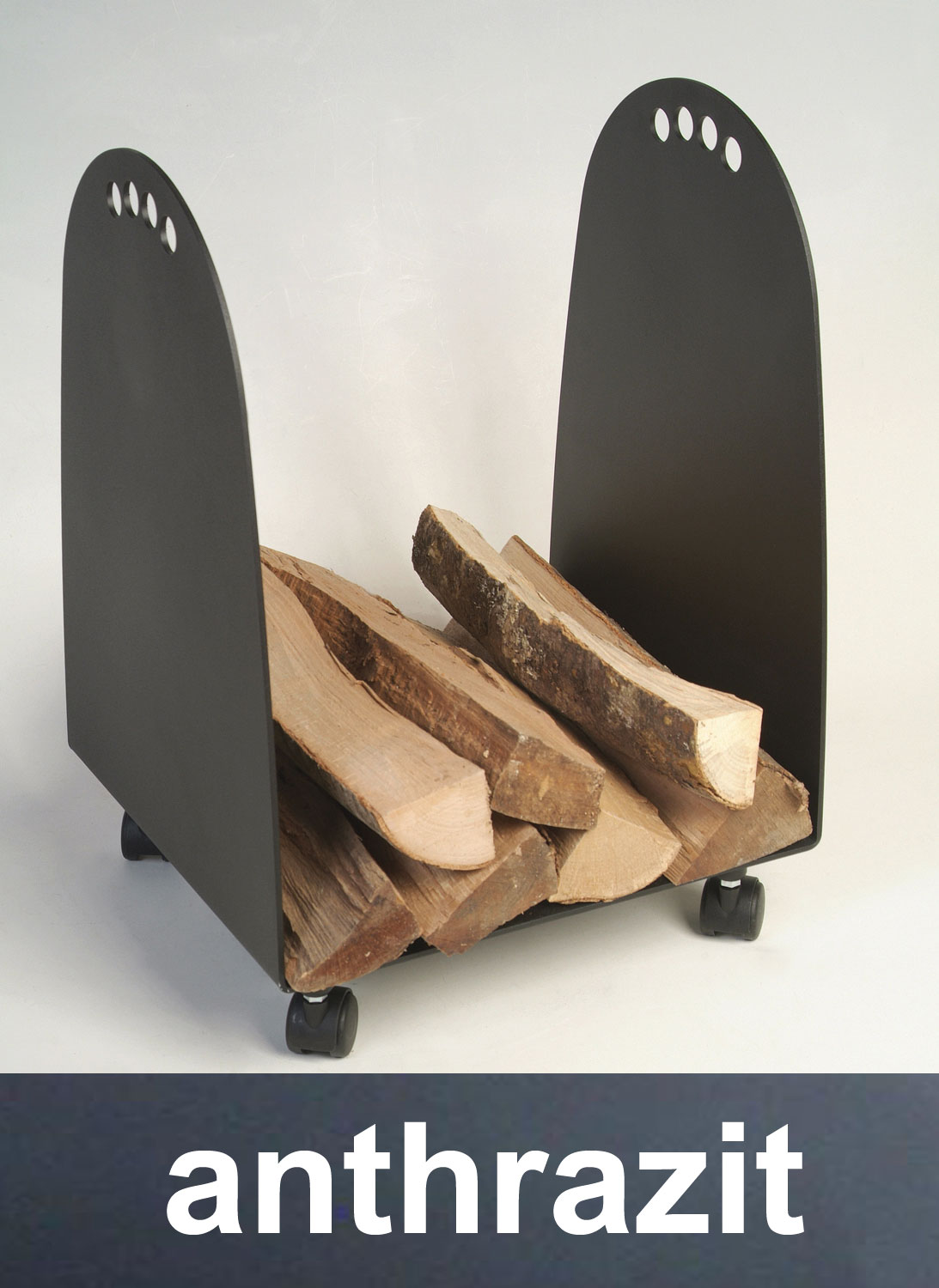 Holzkorb / Holzwagen Lienbacher fahrbar anthrazit 40x36x58cm