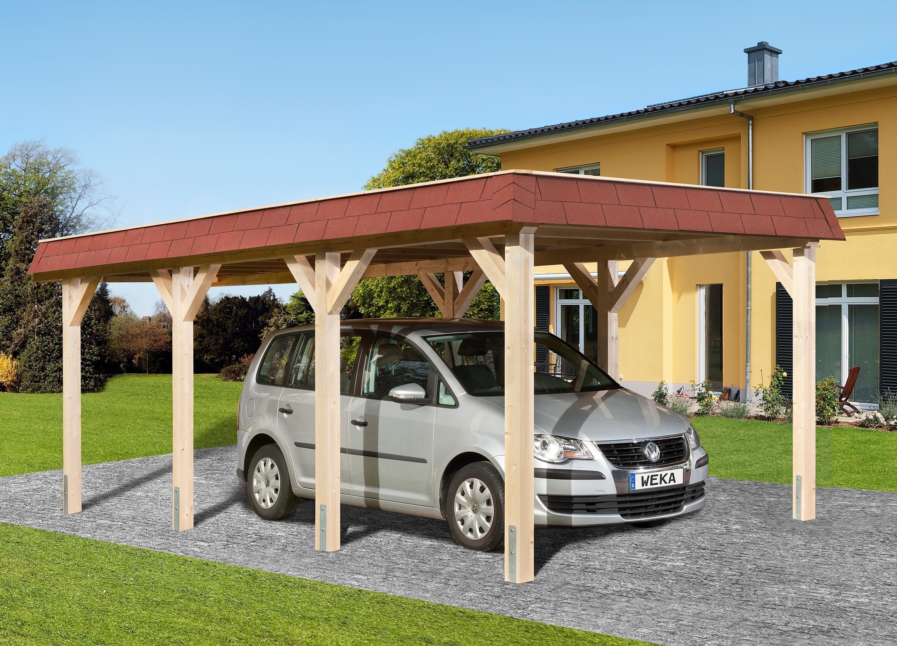 WEKA Carport / Einzelcarport Leimholz 615 Gr.1 Flachdach 337x639cm
