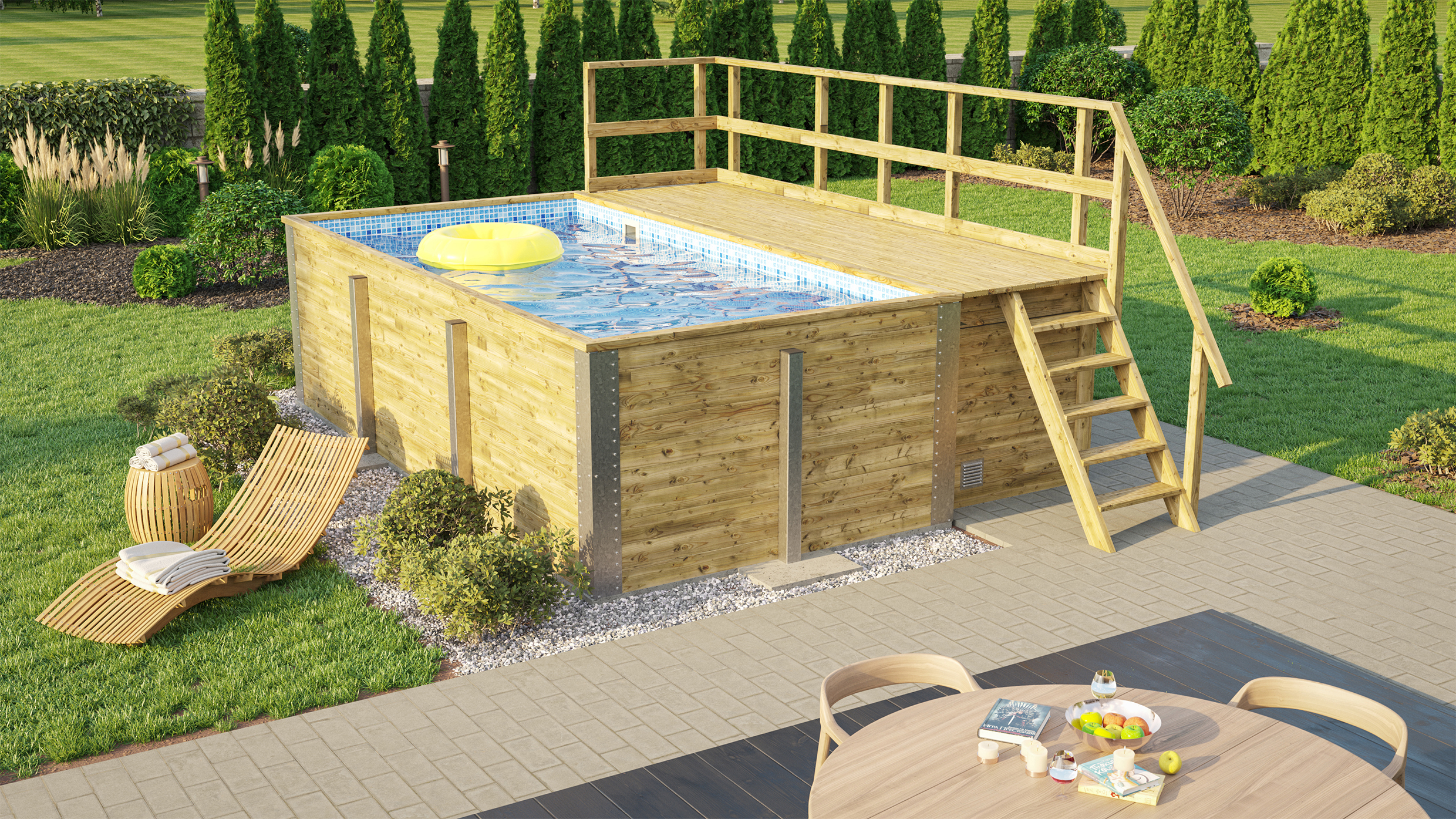 weka Massivholzpool 595 Gr. 1, Folie Blau / Mosaik