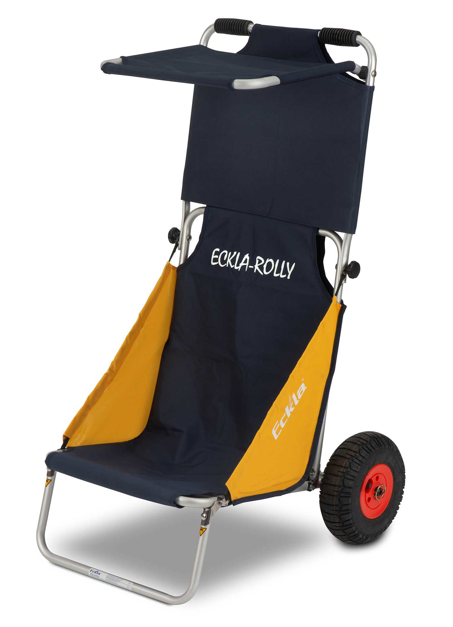 Eckla Beach Rolly klappbar mit Sonnendach blau / gelb
