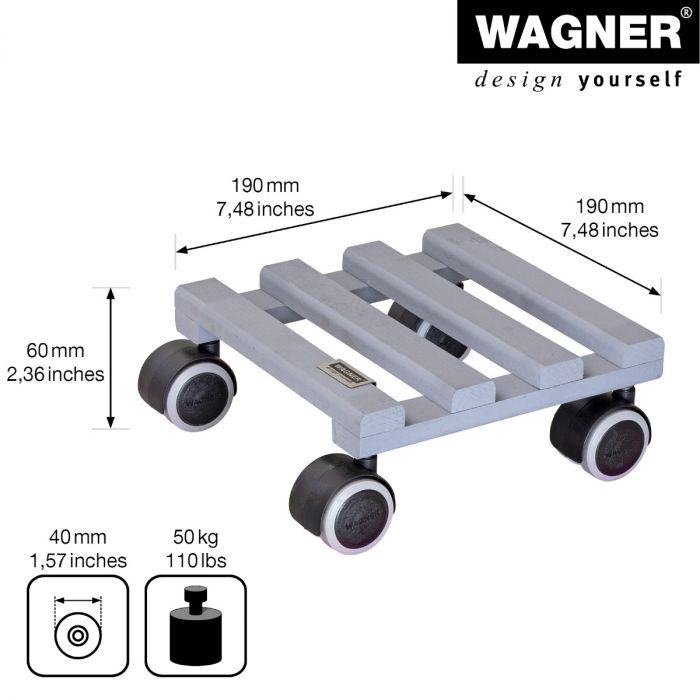 Multiroller Pflanzenroller Creo grau 190x190mm für 50kg