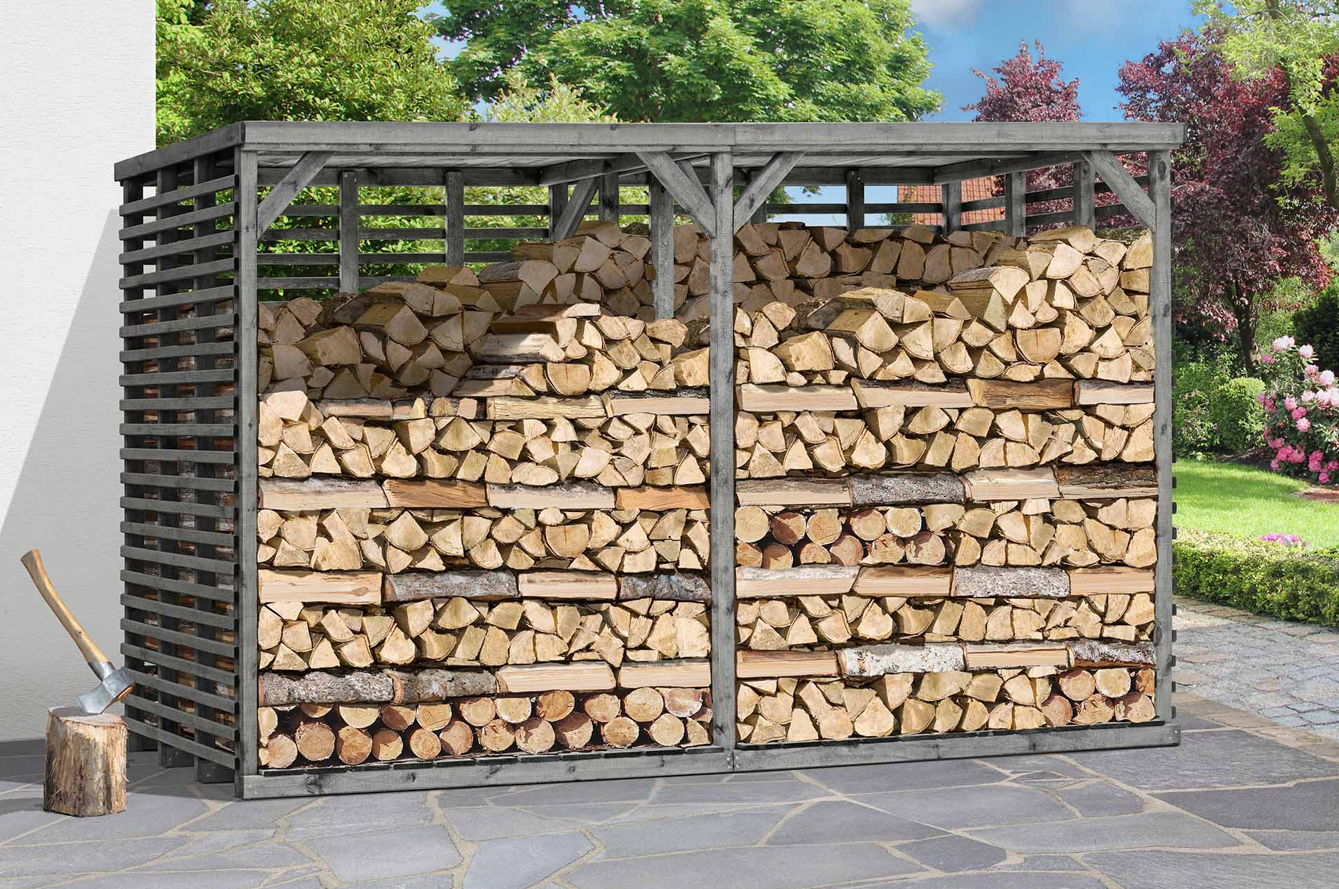 Kaminholzregal GIGA kdi grau 363x161cm