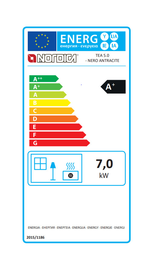 Energielabel La Nordica Kaminofen TEA 5.0 weiß 7kW
