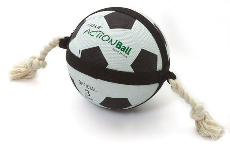 Hundespielzeug Actionball Karlie Fussball groß 19cm schwarz weiß