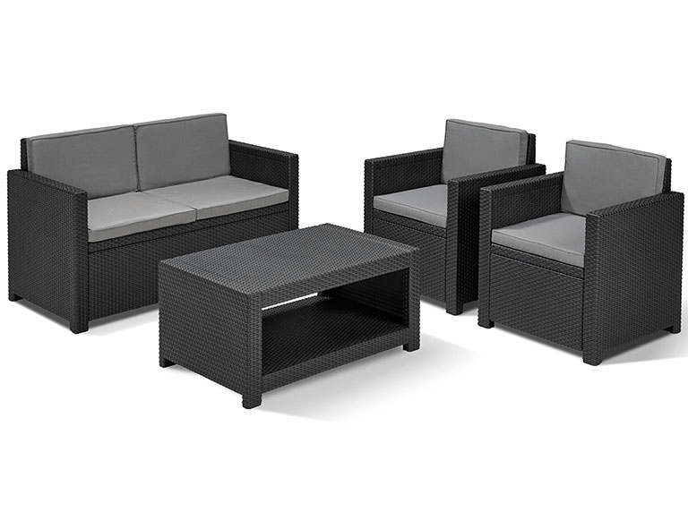 Gartenmöbel / Loungeset Monaco Polyrattan graphit/grau