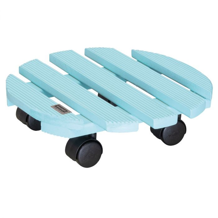 Multiroller Pflanzenroller Holz hellblau rund 300mm für 100 kg