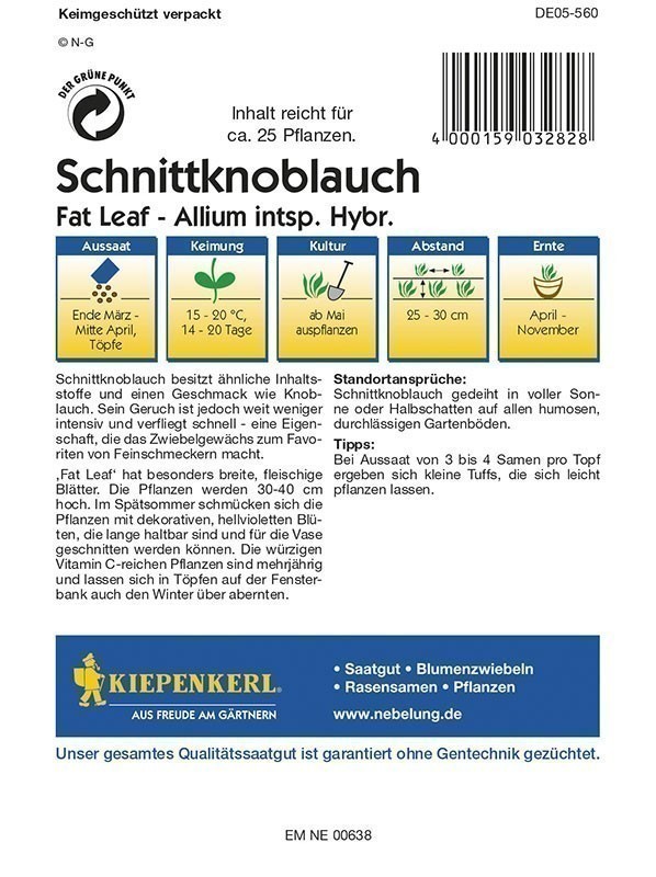Kiepenkerl Saatgut Schnittknoblauch Fat Leaf