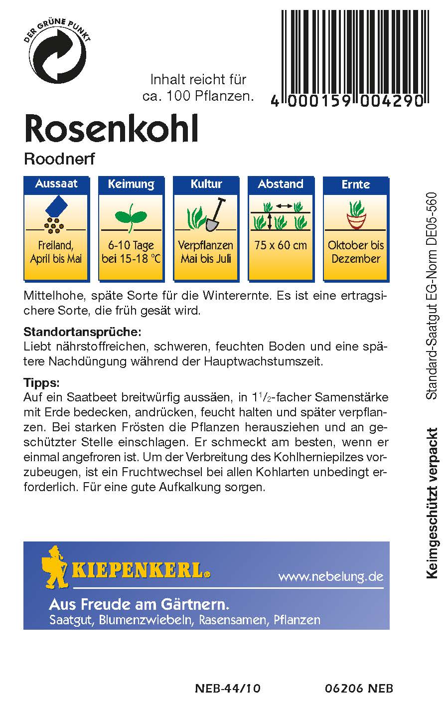Saatgut Rosenkohl Roodnerf