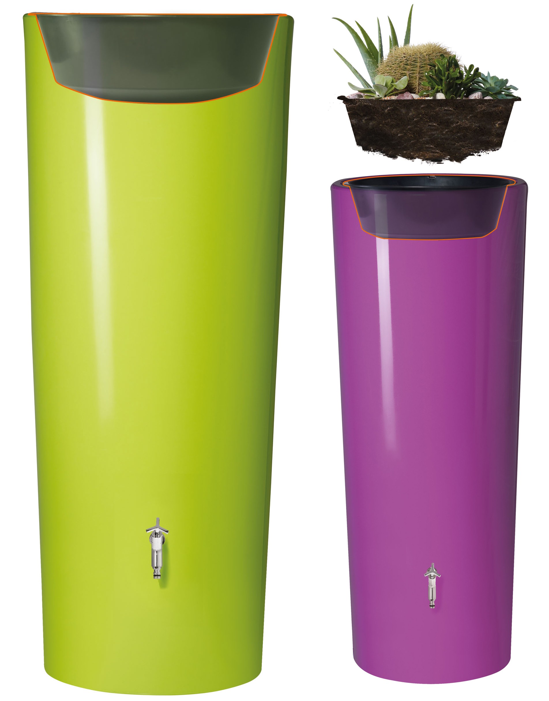 GRAF Regentonne Color 2in1 350L mit Pflanzschale tomato