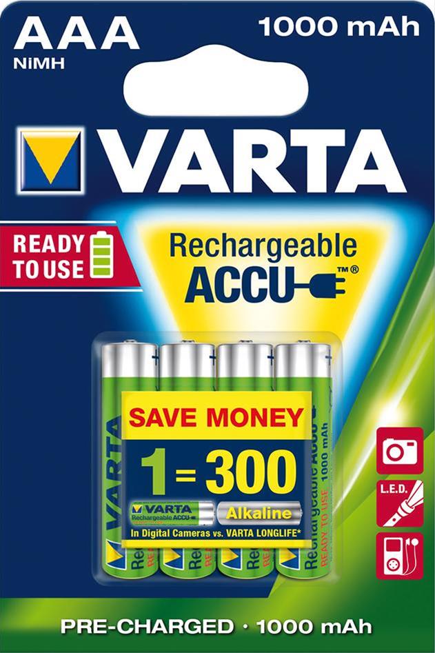 VARTA Rechargeable Akku AAA 1,2 V 1000mAh 2 Stück