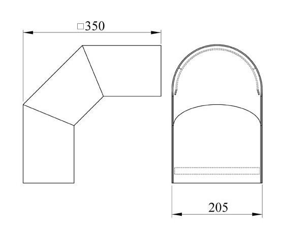 Hitzeschutz Rohrblende Winkel 90° Senotherm schwarz Ø 180 mm