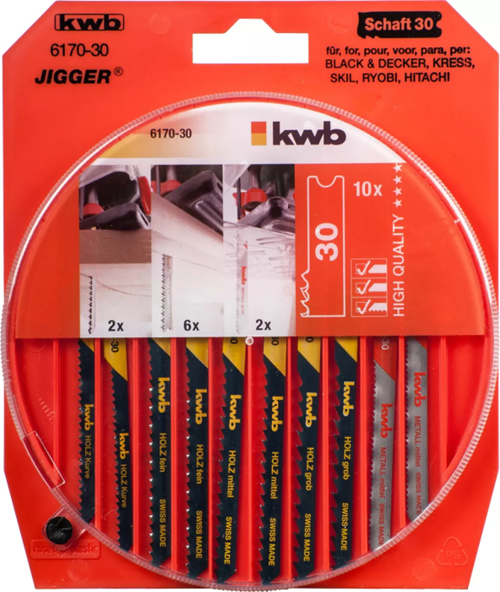 KWB Stichsägeblätter-Set Holz und Metall 10 Stück