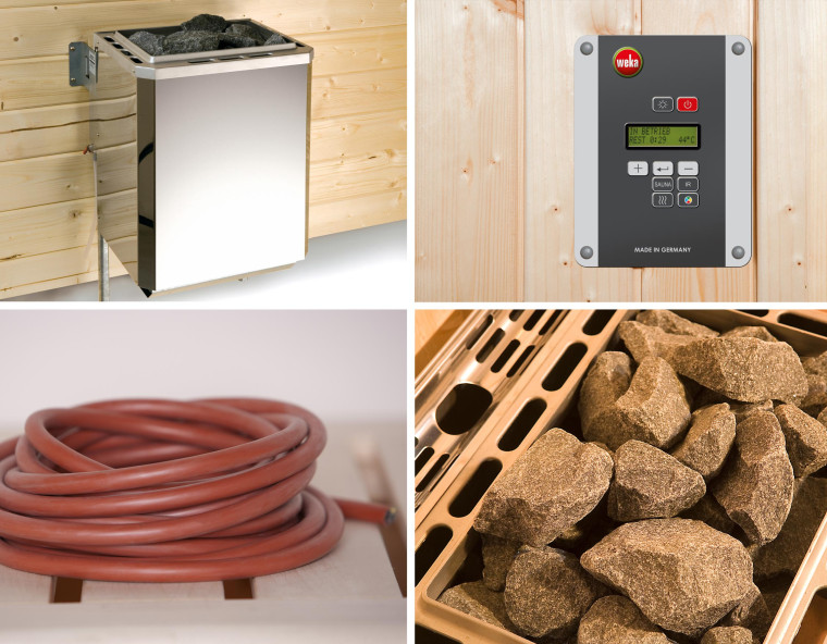 Weka Sauna Varberg 7,5 kW OS Gr.1 Glastür mit Fenster graphit Optik
