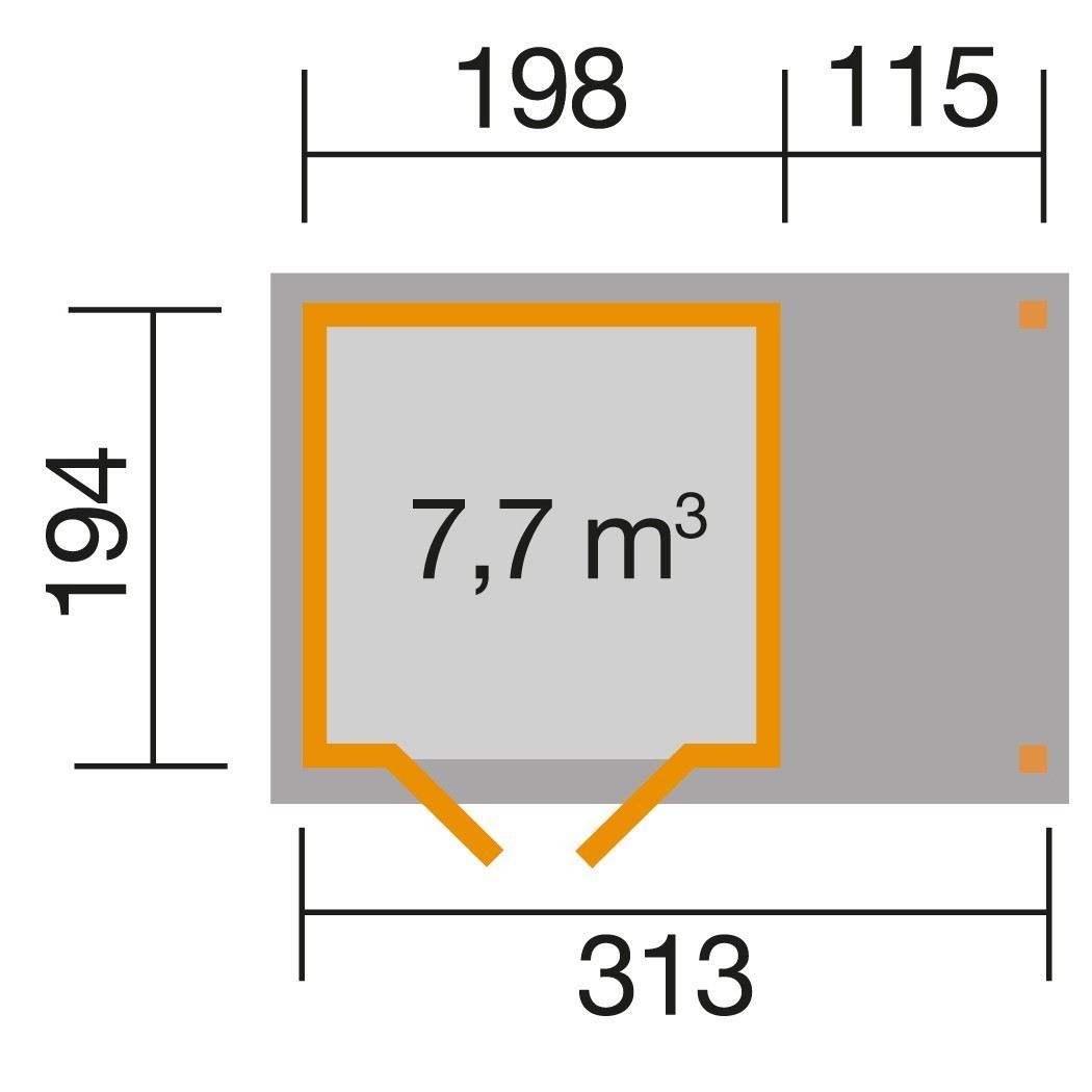 weka Gartenhaus 321 A Gr.1, natur, 19 mm, DT Milch