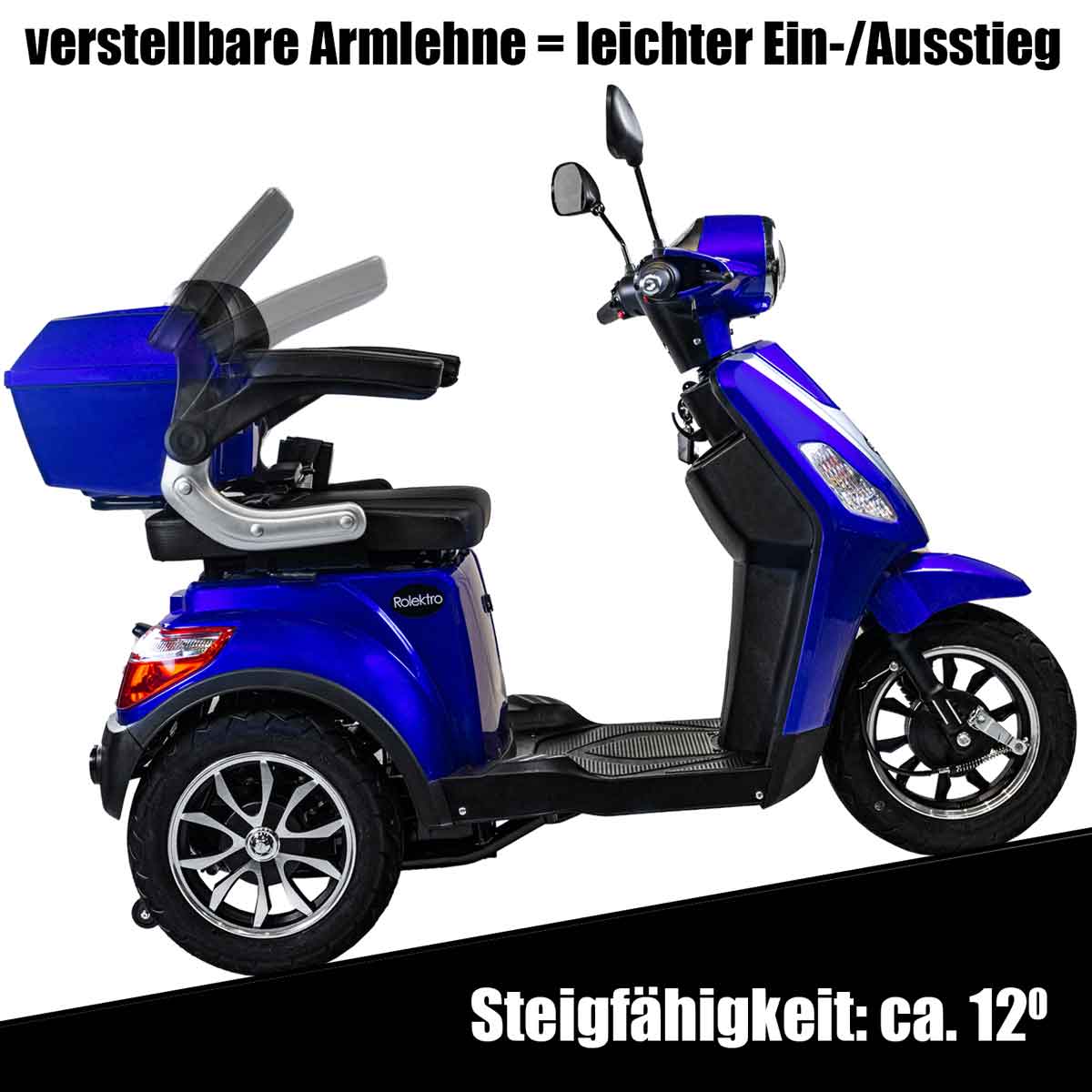 Seniorenmobil, Elektromobil, Elektrodreirad Rolektro 1000/30 blau