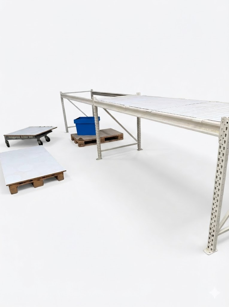 Weitspannregal / Schwerlast-Werkbank "Jura Weiß" – Gebraucht