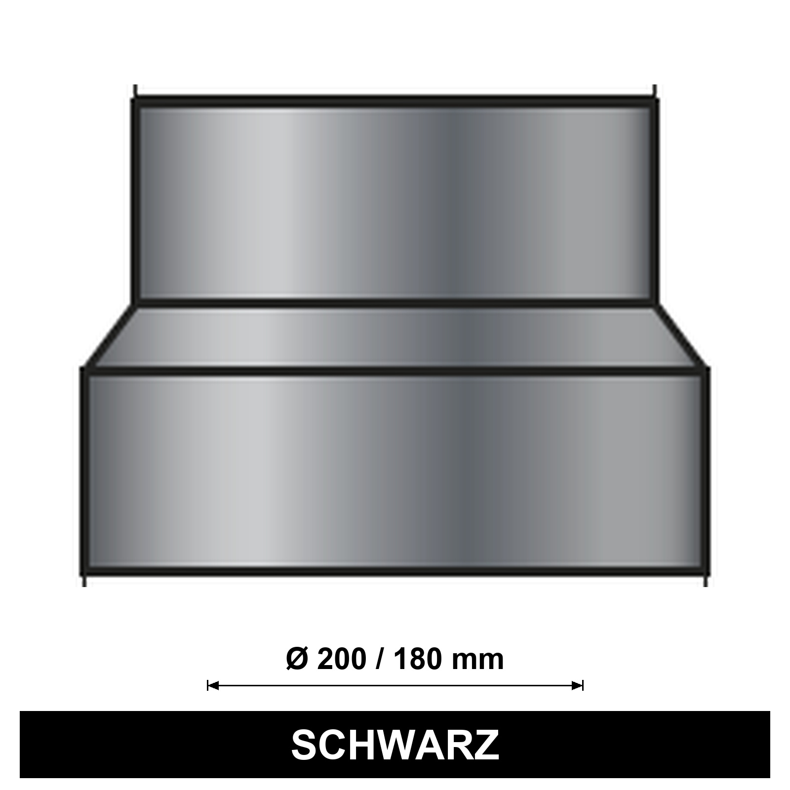 ediFire Reduzierung 200 auf 180 mm, schwarz