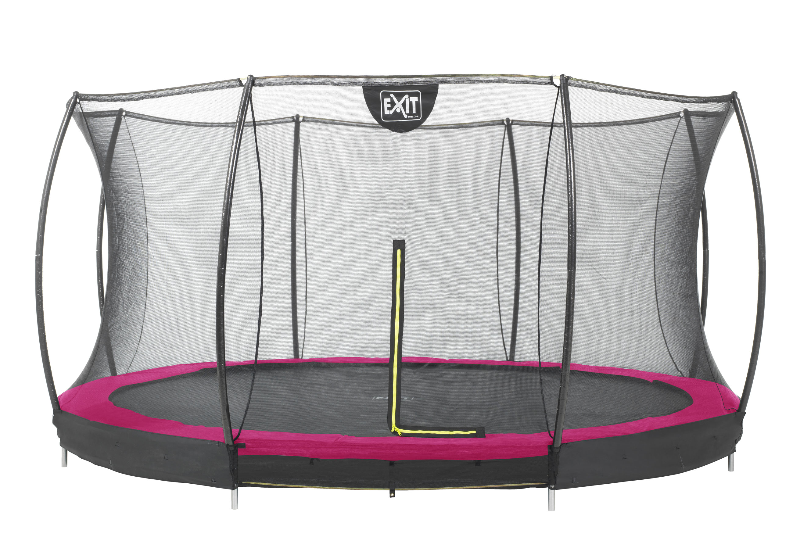 Trampolin EXIT Silhouette Ground mit Sicherheitsnetz Ø427cm pink