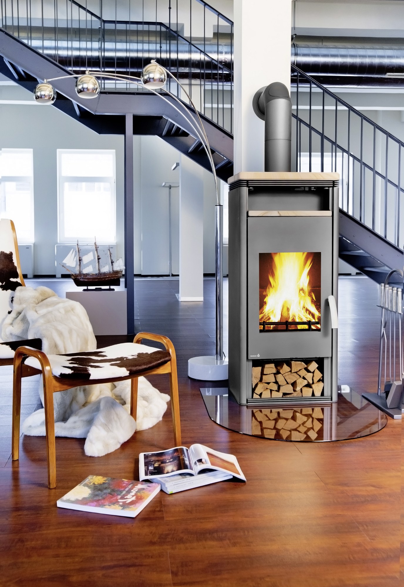 Wamsler Kaminofen Fulgor OF-W gussgrau/Sandstein 8 kW